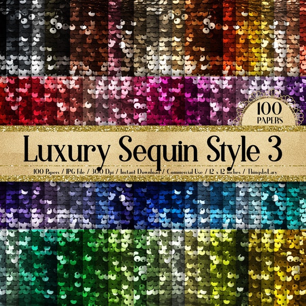 100 Luxury Shimmering Sequin Style 3 Digital Papers Commercial Use Digital Sequin Papers Realistic Sequin Shimmering Valentine Love Sequin