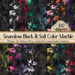 100 Seamless Black & Soft Color Marble Digital Papers 12x12" 300 Dpi Planner Paper Scrapbook Printable Journal Paper Card Making Natural