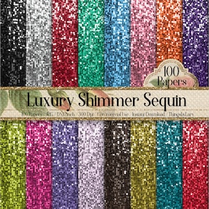 100 Luxury Shimmering Sequin Digital Papers 12x12" 300 Dpi Instant Download Commercial Use Digital Sequin Papers Realistic Sequin Shimmering