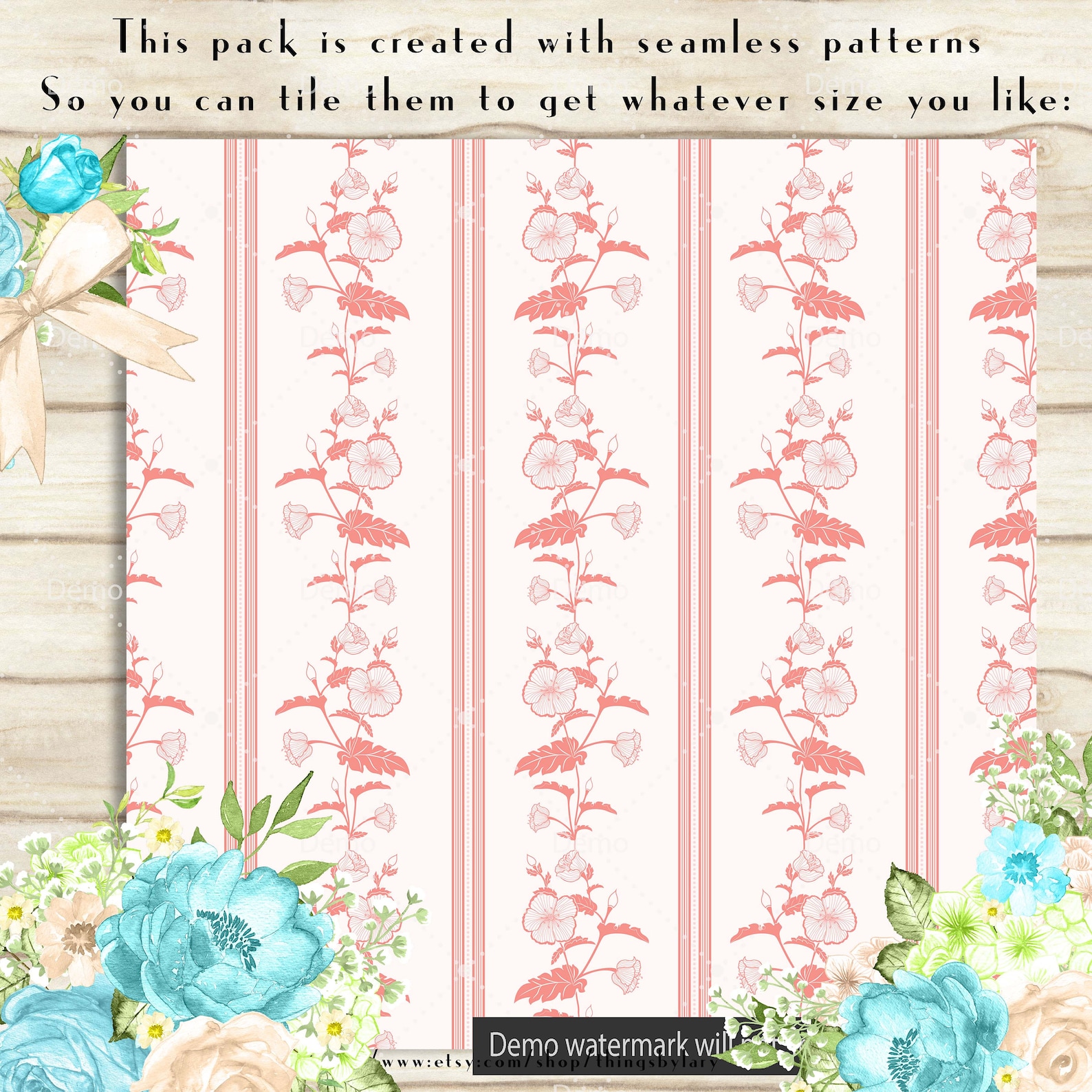 100 Seamless Vintage Flower Papers in 12 Inch, 300 Dpi Planner Paper ...