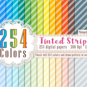 May include: 254 digital papers with a striped pattern in various colors. Each paper is 12 inches by 12 inches and 300 DPI.