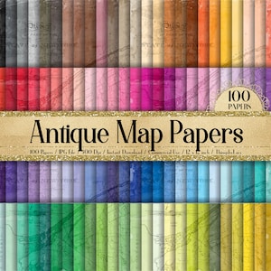 100 mapas vintage papeles digitales 12x12" 300 Dpi uso comercial planificador papel álbum de recortes efímera pergamino antiguo papel viejo EE.UU. mapas Nueva York