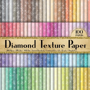 100 Shimmer Diamond Texture Papers in 12inch, 300 Dpi Planner Paper, Scrapbook Paper, Rainbow Paper, Diamond Paper, Valentine Design