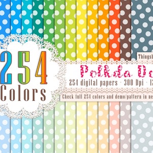 254 Rainbow Tinted Polka Dot Pattern Papers in 12 x 12 inch 300 Dpi Instant Download, Commercial Use, Over 100 Color Kit, Rainbow Papers