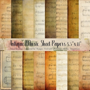16 Carte per spartiti musicali antichi 8,5x11 in download istantaneo Uso commerciale 300 dpi Carta musicale vintage Carta per spartiti musicali usurata Carte vecchie carte Retrò