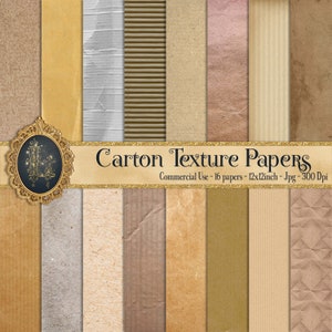 16 Papeles de textura de cartón, Papel digital, Cartón digital, Descarga instantánea, Uso comercial, Papel de cartón, Papel de cartulina, Papel vintage