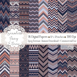 16 Seamless Ethnic Tribal Aztec Boho Pattern Digital Papers 12&quot; 300 dpi commercial use bohemian Mexico navajo peru african african pattern
