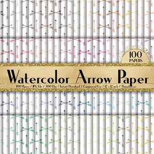 100 Seamless Watercolor Arrow Paper in 12&quot; x 12&quot;, 300 Dpi Planner Paper, Commercial Use, Scrapbook Paper,Seamless Watercolor,Arrow Paper