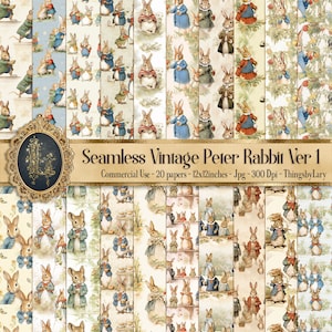 20 documenti digitali vintage senza soluzione di continuità Peter Rabbit Ver 1 Uso commerciale La storia di Peter Rabbit libri per bambini Vita di campagna del paesaggio britannico