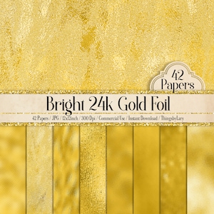 42 Helle 24k Goldfolienpapiere 12 Zoll 300 Dpi Planerpapier Kommerzielle Nutzung Scrapbookpapier, Digitalfoliendruck, Luxus Echtgoldpapier