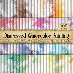 100 carte digitali per pittura ad acquerello invecchiate 8,5x11 pollici 300 Dpi Planner Paper Scrapbook Paper, sfondo antigraffio Grunge antico