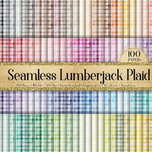 100 Seamless Watercolor Lumberjack Plaid Papers 12 pollici 300 Dpi Uso commerciale Download istantaneo, carte senza cuciture, carte ad acquerello