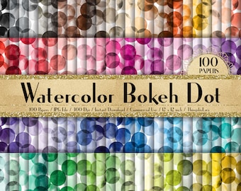 100 Seamless Watercolor Bokeh Dot Paper 12 inch 300 Dpi Instant Download Commercial Use, Planner Paper Scrapbooking Watercolor Kit, Seamless