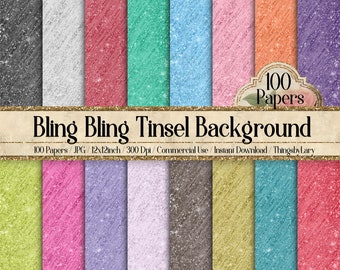 100 Tinsel Stripes Digital Papers 12x12" 300 Dpi Commercial Use Planner Paper Scrapbook Luxury Light Flare Wedding Metallic Digital Foil