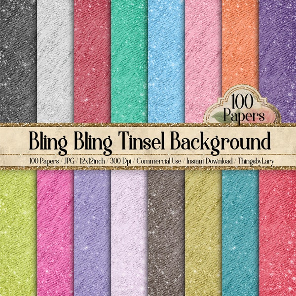 100 Tinsel Stripes Digital Papers 12x12" 300 Dpi Commercial Use Planner Paper Scrapbook Luxury Light Flare Wedding Metallic Digital Foil