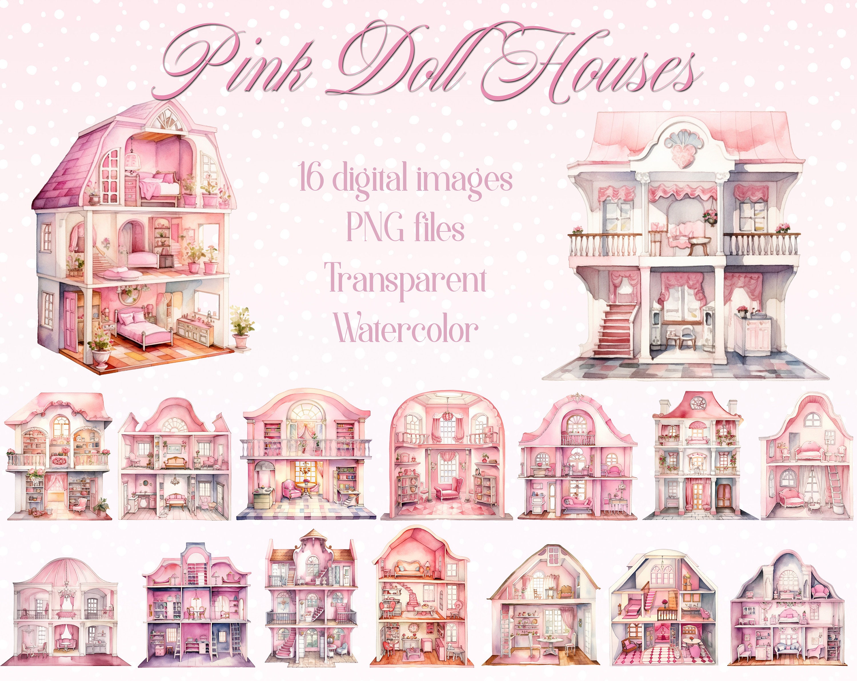 Premium Vector  A watercolor illustration of a colorful doll house