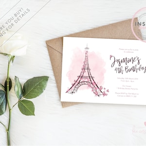 Paris Birthday Invitation | Instant Download | Editable Invitation | Girls Party Invitations