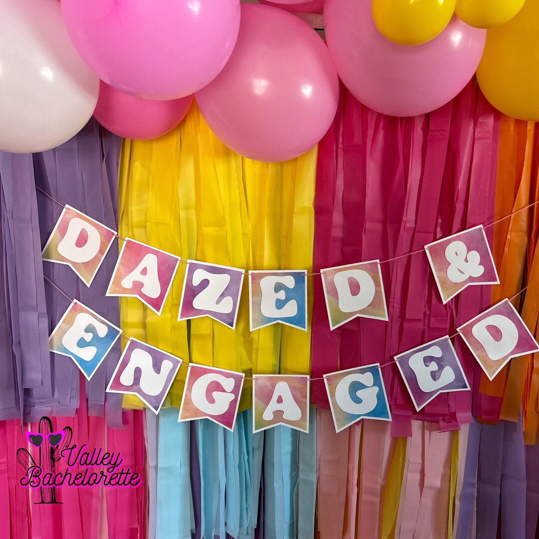 Dazed and Engaged Banner - Bachelorette Party Decor - Customizable ...