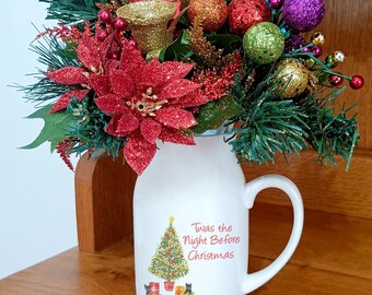 Twas the Night Before Christmas Vase | Christmas Tree Flower Jug | Christmas Décor | Christmas Floral Display