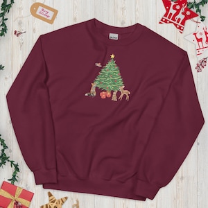 Woodland Animal Christmas Jumper | Christmas Sweater | Cute Cosy Christmas Jumper | Festive Robin | Christmas Tree Jumper