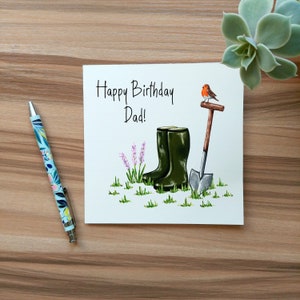 Gärtners Freund Geburtstagskarte | Gartenarbeit Illustration