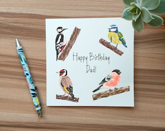 Illustrated Garden Birds Birthday Card | Bird Watching Card | Wildlife Card