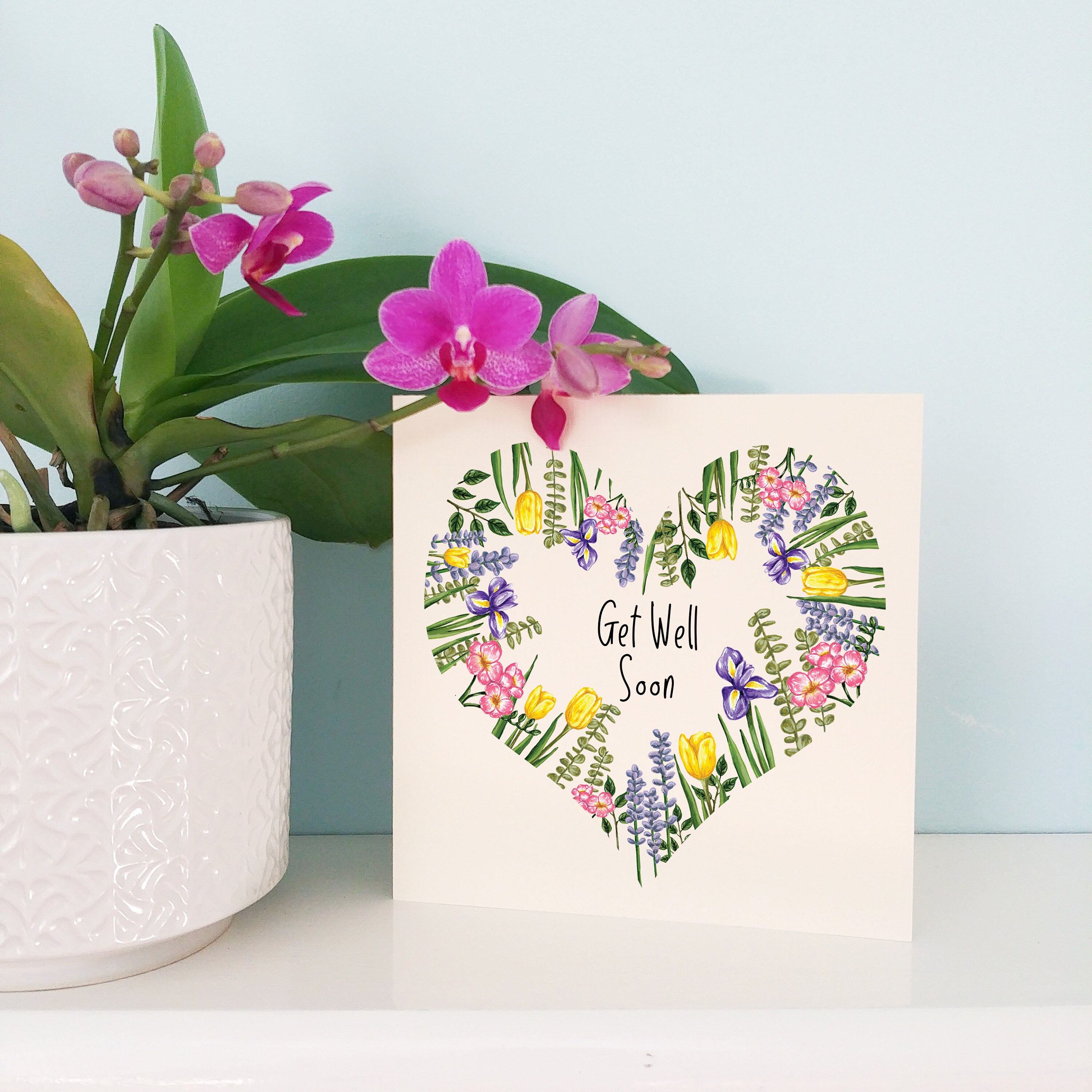 Get Well Soon Flower Card | Floral Heart Card | Sending Love | Cards ...