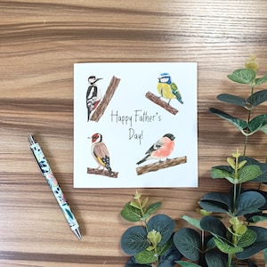 pour la fête des pères d'oiseaux de jardin | carte d'observation des oiseaux | carte de vœux de grand-père | Conception animalière