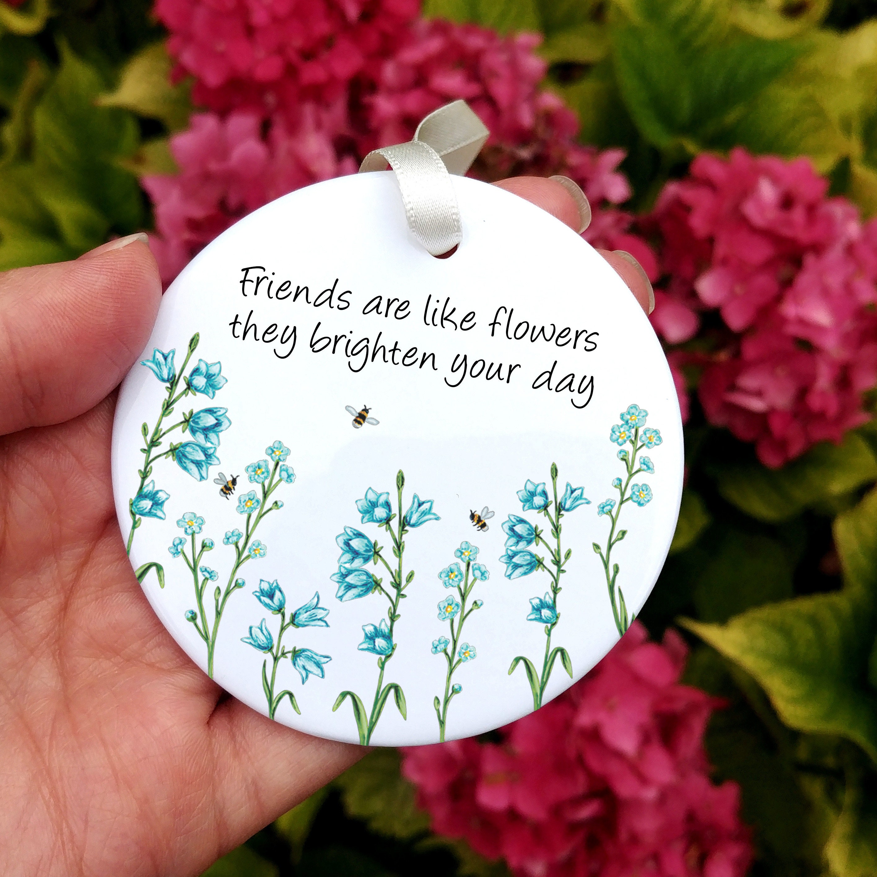 Personalized Vintage Minimal Best Friend Christmas Ceramic Ornament