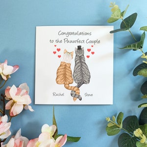 Carte de mariage personnalisée chat | Félicitations pour votre mariage | de couple de chats | Couple parfait | M. et Mme Chat