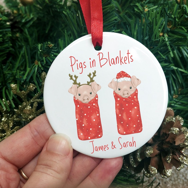 Pigs in Blankets Christmas Tree Decoration Personalised Pig Christmas