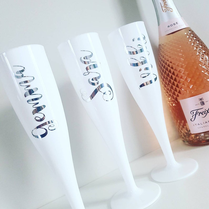 Flûte de champagne blanc personnalisée Plastique blanc Etsy