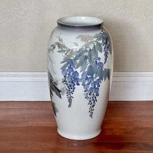 Large Bing and Grondahl Floral Porcelain Floor Vase Circa 1900s Denmark