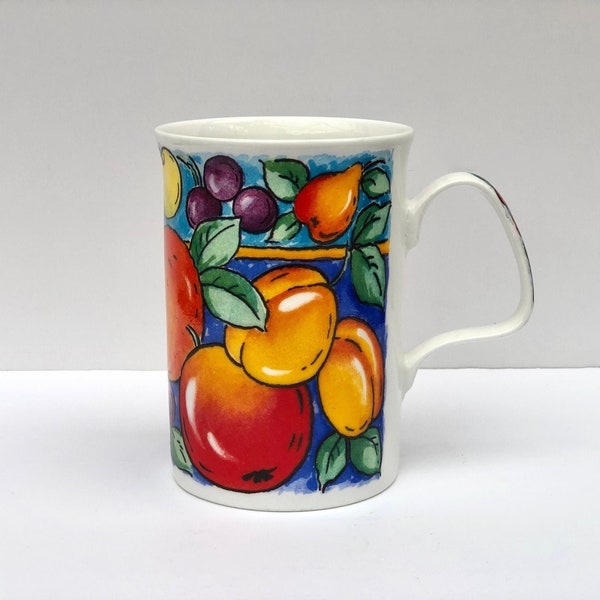 Vintage 90s Roy Kirkham "Jamaica" Fine Bone China Coffee Mug Made in England Colorful Fruits Tropical