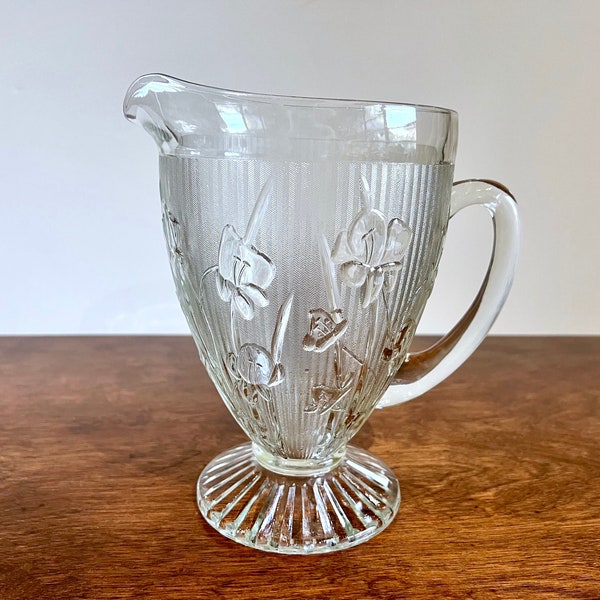 Footed Glass Pitcher Etsy
