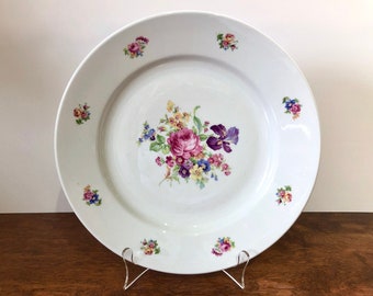 Large Round Floral Platter Pillivuyt France A. Simon Paris Porcelain Floral 12&quot; Serving Plate