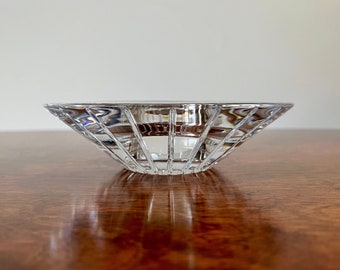 Vintage Heavy Crystal Clear Glass Candle Holder Solid Starburst 1.5" Opening