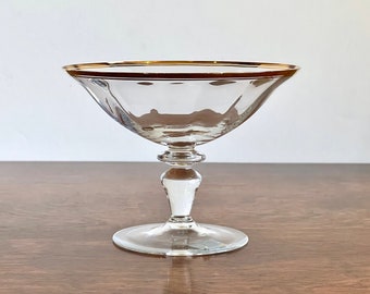 Mikasa "Jamestown" Crystal Compote Gold Trim Optic Clear Glass Extra Wide Bowl Made in Austria