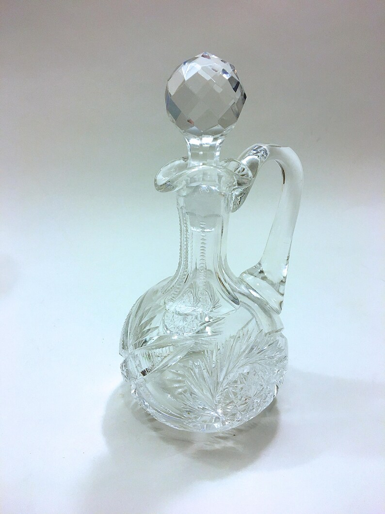American Brilliant Cut Glass Cruet/small Decanter Deep Cut Etsy
