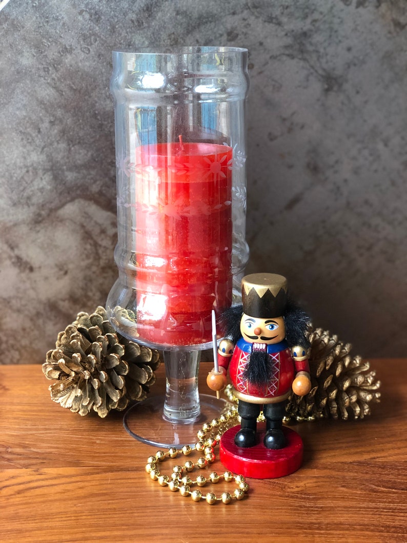 Vintage Etched Glass Footed Hurricane Candle Holder Floral Etsy Canada