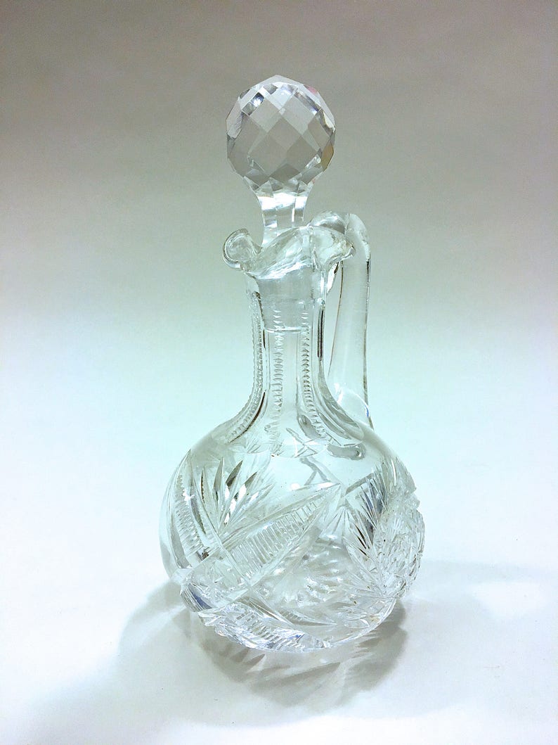 American Brilliant Cut Glass Cruet/small Decanter Deep Cut Etsy