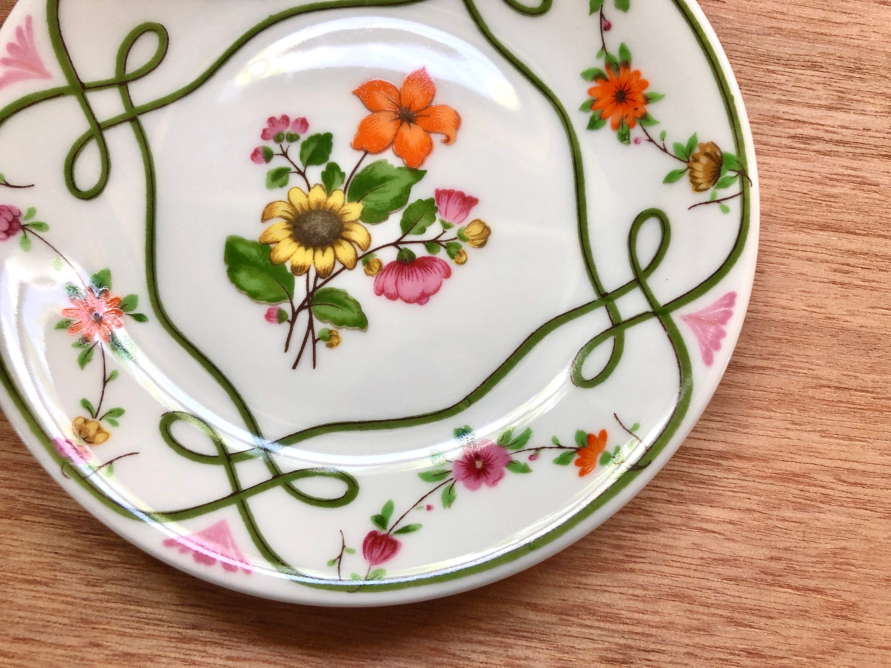 Vintage Limoges Trinket Plate, Ceralene A. Raynaud Floral Coaster