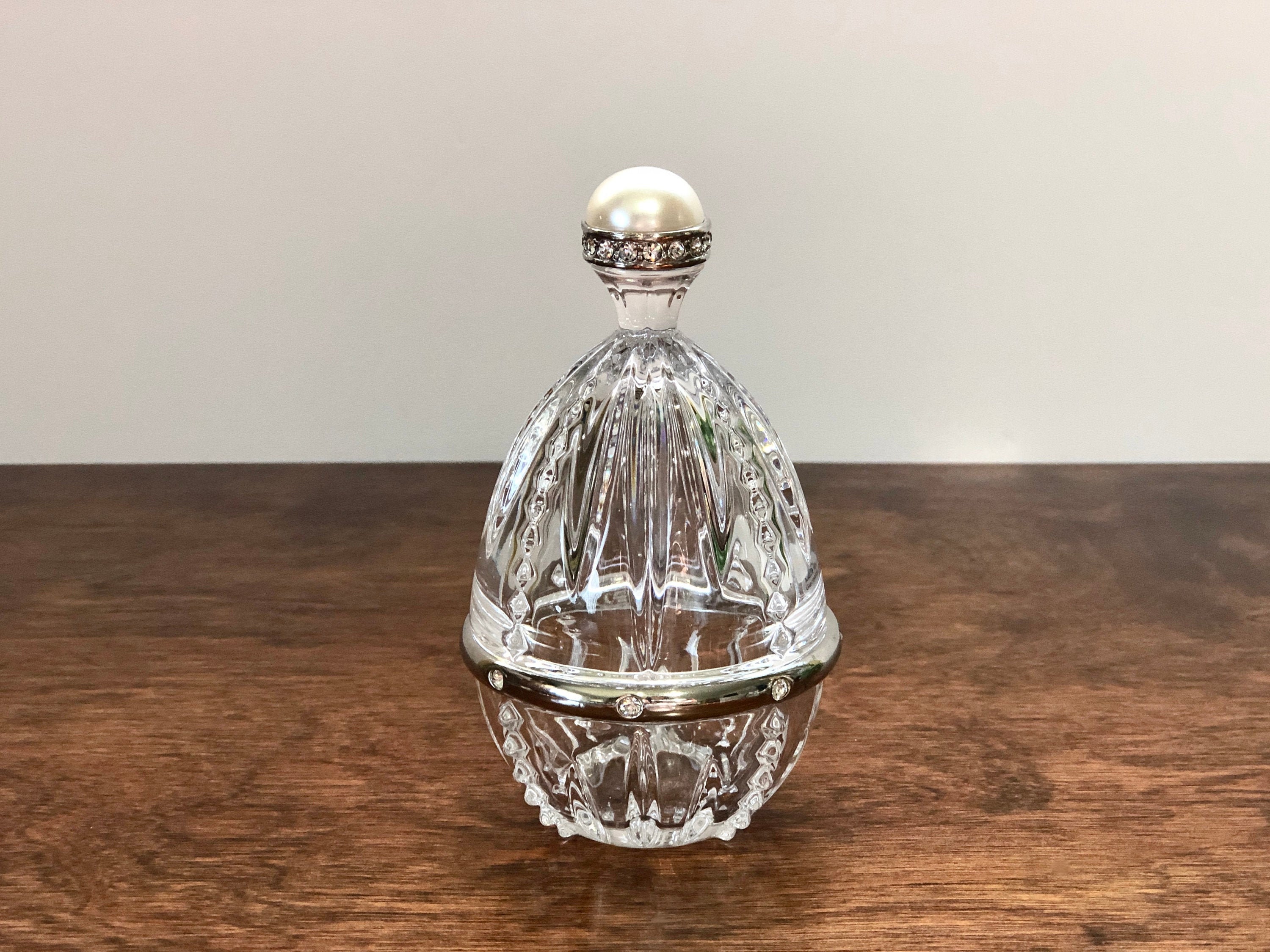 Lenox Lead Crystal Egg Trinket Box Diamonds & Pearls Glass Box Etsy