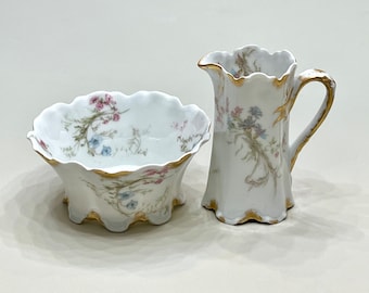 南京クリーム＆シュガーセット（ブルー、ホワイトゴールド、花柄