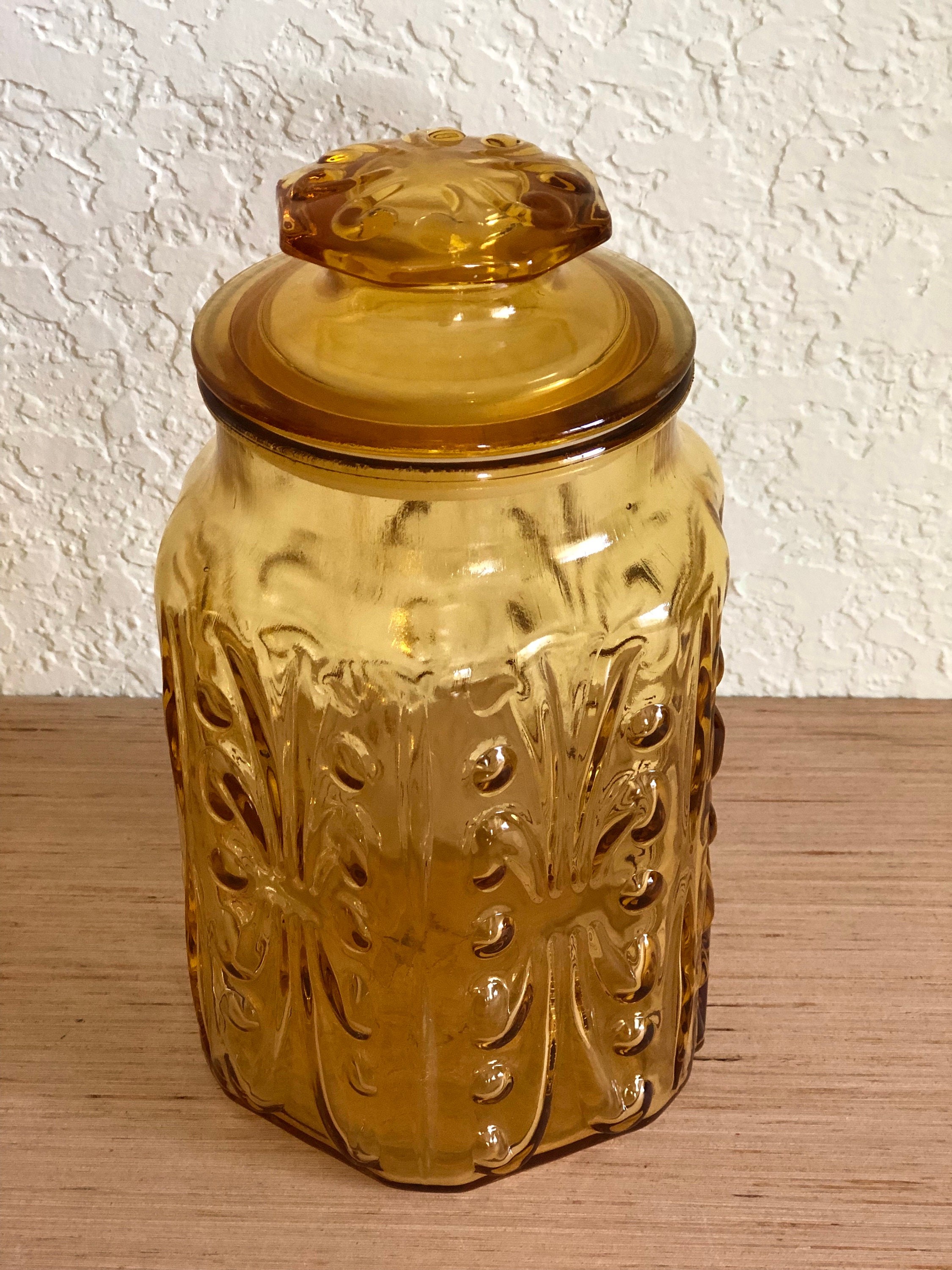 Vintage Amber Imperial Glass Atterbury Scroll Canister Yellow - Etsy