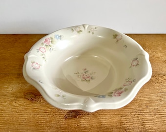 Vintage Serving/Vegetable Bowls Basket Bowl & Sculpted Serving Bowl &quot;Tea Rose&quot; by Pfaltzgraff Stoneware Pink Roses Blue Flowers