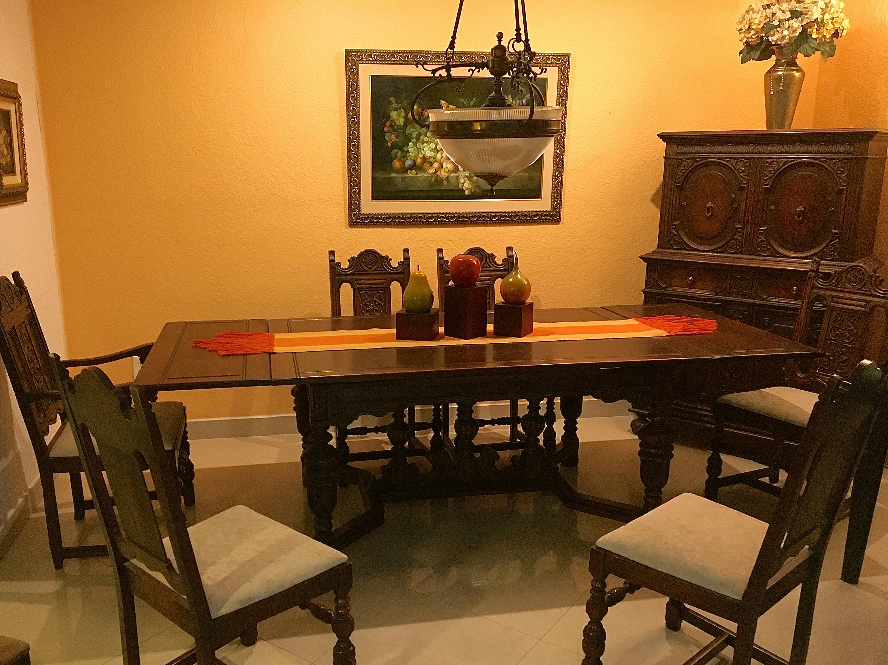 Spanish Revival Dining Room Set Hand Carved Solid Wood Made In Spain The Early 1900 S