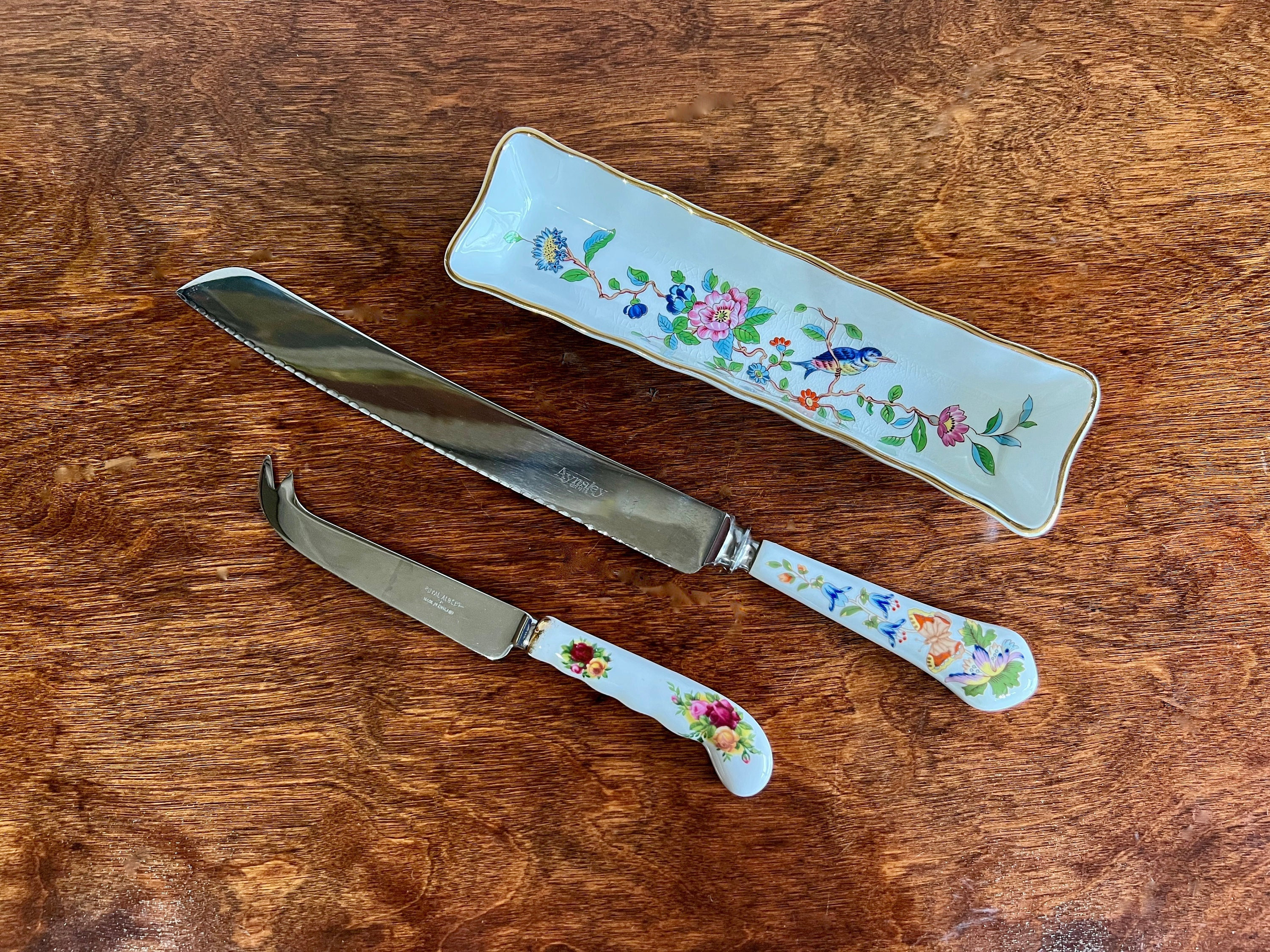 Floral Aynsley Bread Knife, Royal Albert Cheese Knife, Pembroke