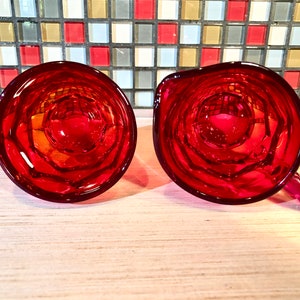 Vintage Viking Glass Ruby Red Sugar Bowl and Creamer Set, Georgian Pattern image 5