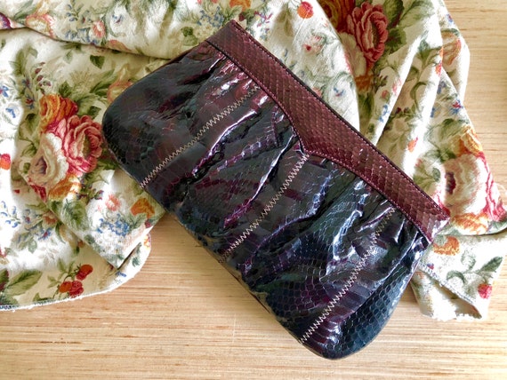 Beautiful Vintage Snakeskin Clutch/Shoulder Bag T… - image 4